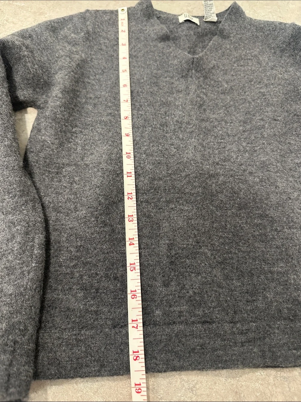 GAP Big Kids Dark Charcoal V-Neck 100% Wool Sweater